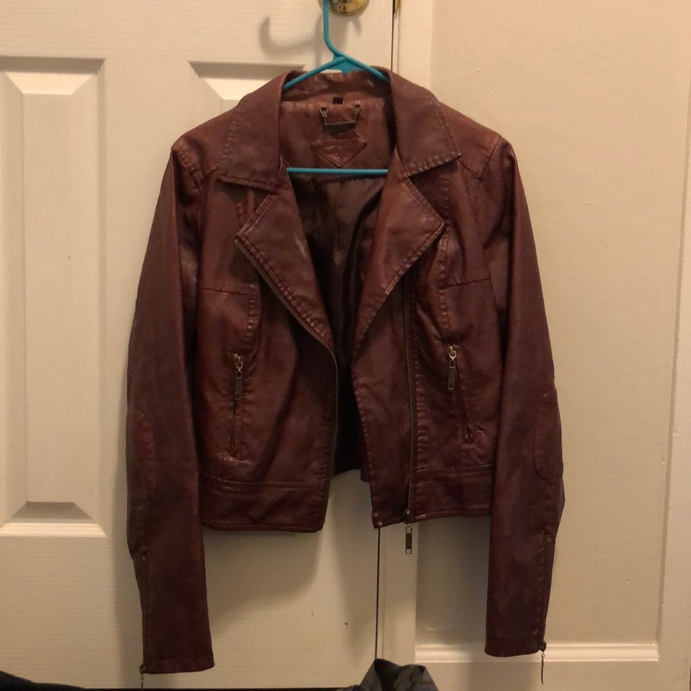 Maroon/Burgundy Vegan leather jacket